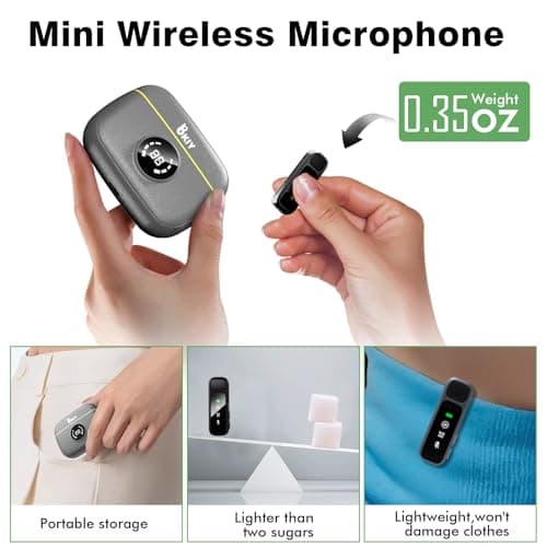 BKIY Wireless Lavalier Microphone for iPhone/Android - Dual Mini Noise Canceling Mic with Charging Case(30H), USB-C/Lightning Clip-on Microphone for Video Recording Streaming Podcast Vlogging（Gray） - Thumbnail 5