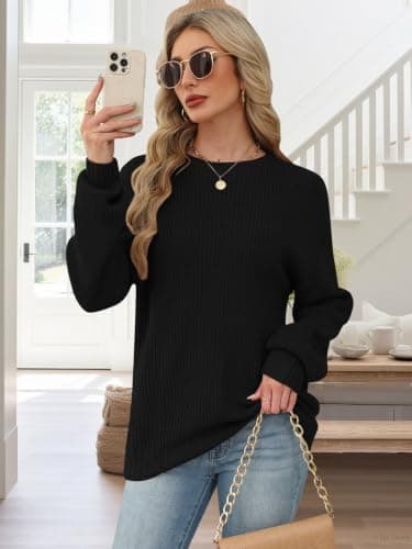 Womens Sweaters Early Fall Fashion Clothing 2025 Long Sleeve Shirts Cowboy Chic Sweatshirts Chocolate Clothes Casual Plus Size Blouses Christmas Tops Trendy School Outfits for Teachers Black X-Large - Thumbnail 3