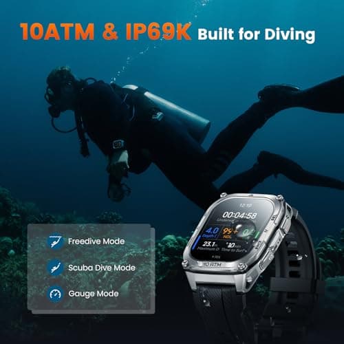 KOSPET Tank M4 Smart Watch for Men, Full Stainless Steel, GPS & Offline Maps,10ATM Waterproof 45m Freediving, 50-Day Battery, Bluetooth Calls, 24/7 Heart Monitor, for Android & iOS - Thumbnail 4
