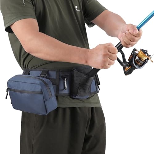PELLOR Fishing Belt Rod Holder Adjustable Fishing Fighting Waist Belt with Detachable Tackle Bag, Multi-Hook Design, Professional Fishermen Tackle, Ideal Father's Day Gift - Thumbnail 6
