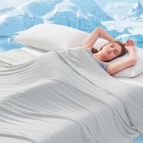 Topcee Cooling Comforter 60"x90"-Cooling Blanket Everlasting Cold Touch for Hot Sleepers-Q-max 0.35 Double-Sided Lightweight Design Summer Ice Blanket for Night Sweats-Grey Twin - Thumbnail 2