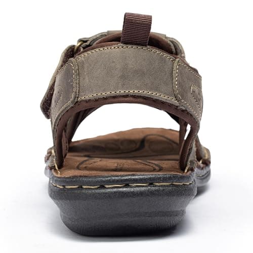 ArcBrothers Men's Premium Leather Sandals - Classic Roman Style Open Toe Sandals - Cushioned Heel, Non-Slip & Sturdy Support - Thumbnail 6