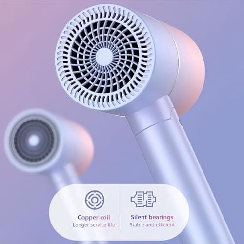 YOZTRS Foldable Ionic Hair Dryer with Diffuser, 800W Fast Drying Blow Dryer, 38000 RPM, Lightweight, Pink Blue, for Home & Travel (Pink Blue) - Thumbnail 5