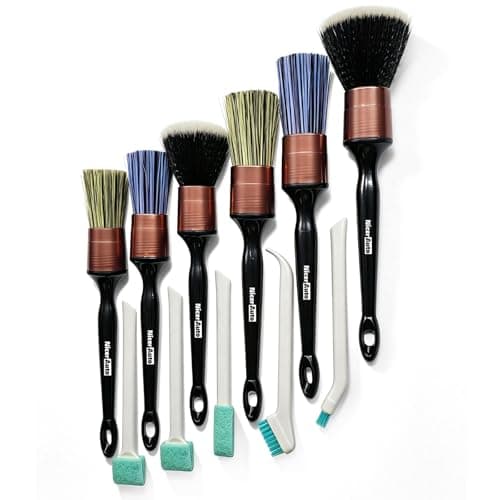 11PCS Professional Car Detailing Brush Set, Boars Hair & Ultra Soft Auto Detailing Brushes for Car Interior Exterior Cleaning, No Scratch Detail Brush Kit for Wheels Leather Air Vents, Rose Gold - Image 1