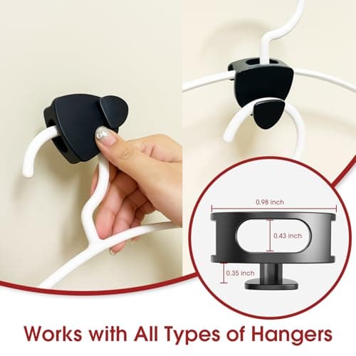 Latoxcaa Space Saving Hanger Hooks 20Pcs, Upgrade Heavy Duty Space Saver Hangers Connector Hooks for Clothes, Premium Hanging Closet Organizer for Dorm, Ganchos para Colgar Ropa, Black - Thumbnail 4