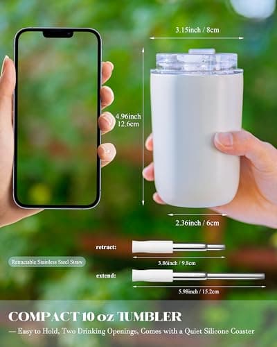 UIRZOTN 6 Pack 10 oz Sublimation Tumblers Blanks Bulk, Travel CoffeeTumblers with Straw and Lids, Reusable Cups with Lids for lced and Hot Drinks - Thumbnail 5