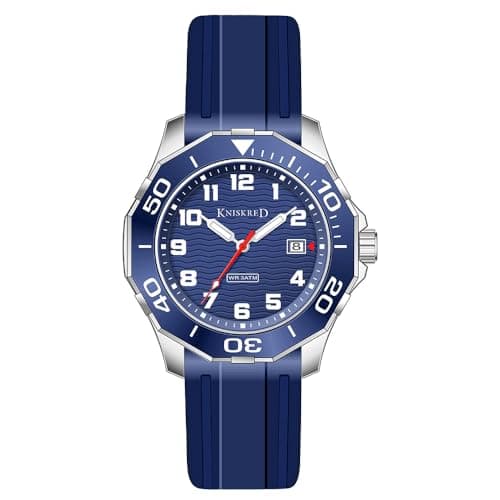 KNISKRED Sports Watch for Men with Easy Read Dial and Stainless Steel Band or Silicone Band Water Resistant (Blue Silver) - Image 1