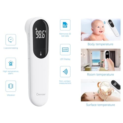 Berrcom Dual Probe Forehead Thermometer - No Touch Digital Thermometer for Adults, Kids, Babies with LED Display, Fever Alarm & Fast Reading - Thumbnail 3