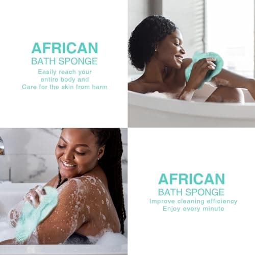 UJFQBH African Bath Sponge African Net Long Net Bath Sponge Exfoliating Shower Body Scrubber Back Scrubber Skin Smoother,Great for Daily Use (Green) - Thumbnail 5