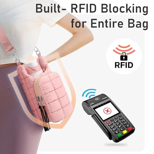 WOOMADA Water Bottle Holder RFID Crossbody Bag for Women, Ideal for Walking, Hiking, Cycling(pink) - Thumbnail 4