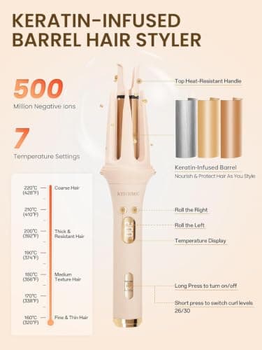 KTIVHMIC 3-in-1 Automatic Curling Iron,Rotating Curler&Straightener Brush - Thumbnail 4