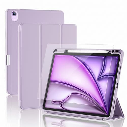 ProCase for iPad Air 11 Inch Case with Tempered Glass Screen Protector, All-in-One Protection Set, Slim Trifold Stand Cover with Pencil Holder for iPad Air 11" M4/M3/M2 (2026/2025/2024) - Purple