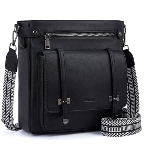 Roulens Crossbody Bags for Women,Multi Pocket Crossbody Purses Vegan Leather Shoulder Handbags Travel Purse Adjustable Strap - Image 1