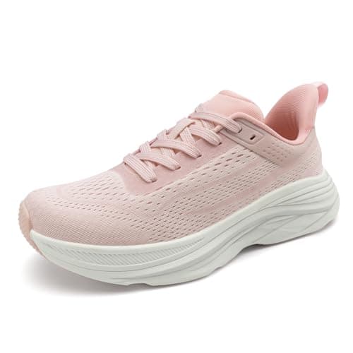 Athlefit Womens Walking Shoes Comfortable Slip On Pink Tennis Shoes Athletic Gym Non Slip Workout Fashion Sneakers Size 5.5 - Image 1