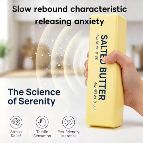 2pcs Butter Squishy, Soft Slow Rising Squeeze Toys, Butter Stick Squishy Fidget Toys and Stress Balls Squishies for Office Desk Toys, Party Favors & Birthday Gifts(Light Yellow) - Thumbnail 3