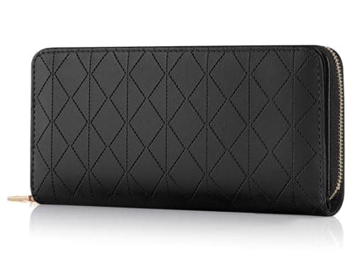 Charltu Wallet Women PU Soft Leather Large Women Wallet Bi-fold Credit Card Holder Ladies Wallets With ID Window Coin and Cash Organizers Long Clutch Wallet Women, Black - Image 1