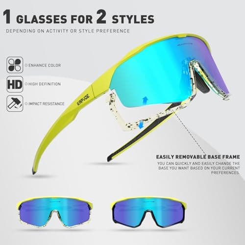 KAPVOE Polarized Cycling Glasses Men Women Mountain Bike Sunglasses MTB Glasses TR90 Sport Glasses Biking Sunglasses Bicycle Riding Goggles Road Cycling Sunglasses Running Golf Cycle Glasses Green - Thumbnail 3