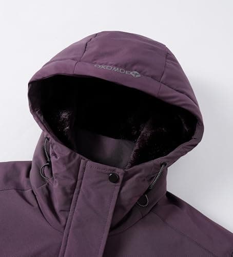 BOWOXO Women's Ski Jacket Thicken Winter Snow Coat Warm Fleece Mountain Waterproof Female Jacket Hooded Windbreaker(Purple,M) - Thumbnail 5