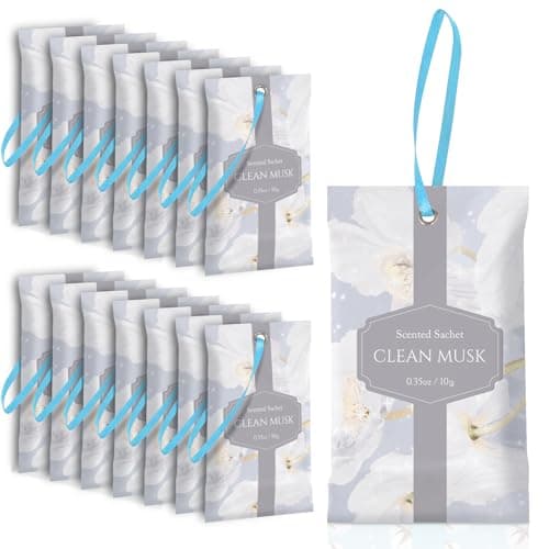 SCENTORINI Scented Sachets for Drawers and Closets, Clean Musk Scent 14 Pack, Long-Lasting Sachets Bags Wardrobe Freshener for Luggage, Clothes Storage, Suitcases, Small Space - Image 1