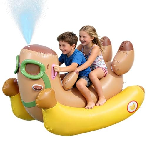 Capybara 72'' Pool Float for Kids with Sprinkler, Inflatable Pool Float, 3-in-1 Water Toy Pool Raft & Rocking Rider, Summer Outdoor Water Toys for Yard, Pool & Beach
