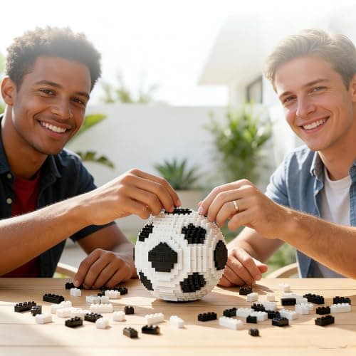 JZLiner 3D Soccer Ball Building Block Set 850Pcs Challenging STEM Ball Toys for Ages 14 and Above Adults Home Alone Birthday Gift - Thumbnail 3