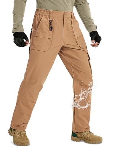 MOURCE Mens Cargo Pants - Waterproof Work Tactical Pants for Men Lightweight Quick Dry, Khaki 32L - Thumbnail 2