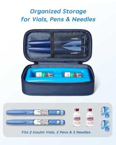 WOODAKE Insulin Vial Cooler Travel Case TSA Approved, 300g Reusable Ice Brick Insulin Pen Case Holds 2 Pens and 2 Vials, Long Lasting Medication Cooler for Travel Camping and Outdoor Activities (Blue) - Thumbnail 5