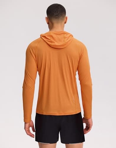 Pioneer Camp Rash Guard for Men Ultra Lightweight Long Sleeve Sun Protection Hoodie Shirts Quick Dry Hiking Fishing Running Orange - Thumbnail 4