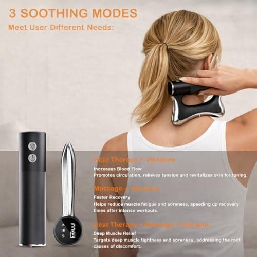 AMAWIN Heated Muscle Scraper Tool –Electric Fascia Knife Massager Heating and Vibration, Muscle Scraper Tool, Body Gua Sha Massage Tool,Fascia Tool Massage Tools for Deep Tissue (Black) - Thumbnail 4