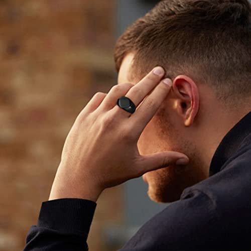 Bestyle Cool Black Signet Rings Square Shape Stainless Steel Big Biker Ring for Men Women, Solid Heavy Hip Hop Statement Thumb Ring, Chunky Big Finger Ring, Size 14 - Thumbnail 4