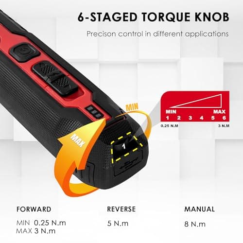 Electric Screwdriver Set, 4V Cordless Precision Screwdriver Set w/ 10 Magnetic Bits, 6 Torque Settings, LED Light, 3 Starting Modes and Storage Case, Repair Tool Kit for Electronics and DIY Projects - Thumbnail 2