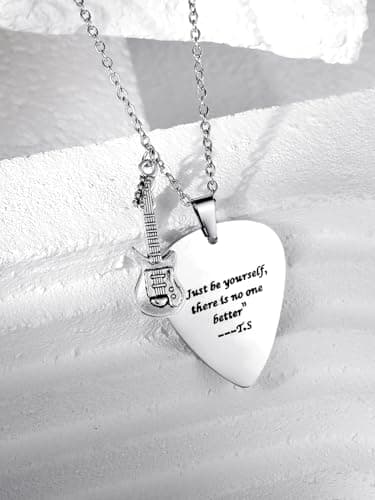 COTATI Quotes Guitar Pick Necklace Outfits Jewelry Accessories Inspired Fans Gift Merch (You are your own definition of beautiful and worthwhile) - Thumbnail 5