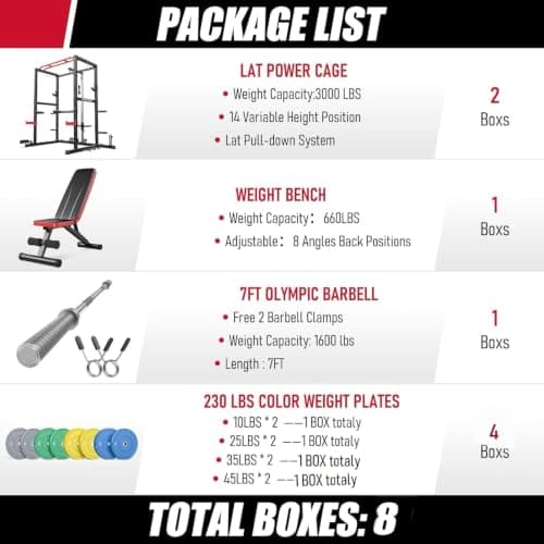 Sportsroyals Squat Rack, LAT Power Cage, Power Rack Multi-Function with Pulley System and Training Attachments for Home Gym - Thumbnail 2