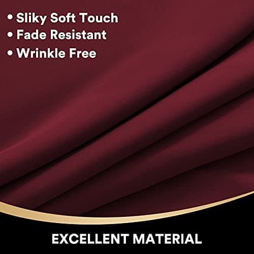 PrinceDeco Christmas Decorations 100% Blackout Curtains for Bedroom Sound Proof Drapes with Backing Full Light Blocking Panels for Patio Sliding Door Grommet Curtains 2 Sets (Burgundy Red, 52x96 in) - Thumbnail 5