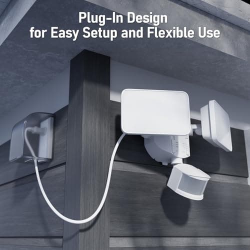 LEONLITE 25W 3CCT Plug in LED Security Light, Motion Sensor & Dusk to Dawn Flood Lights Outdoor, 3 Lighting Modes, Adjustable 2-Head, Wet Location, 3000K/4000K/5000K Selectable, ETL&FCC Listed, White - Thumbnail 2