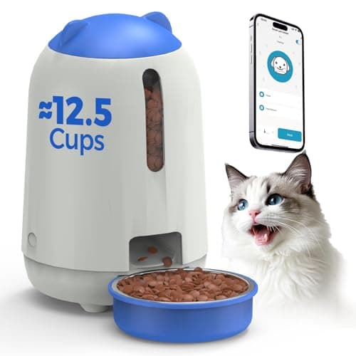 PAPIFEED Automatic Cat Feeder, App-Controlled WiFi Auto Food Dispenser with Dual Power Backup, Slow Feeding Mode, 3L Easy-Clean Feeder for Cats & Small Dogs (Blue)