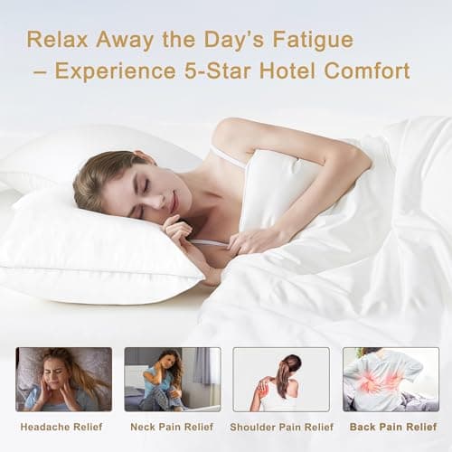 WQSPRING Down Pillows King Size Set of 2 – 750 Fill Power Hotel Quality Bed Pillows for Sleeping, Medium Firm for Side Back Stomach Sleepers, Breathable Downproof Cover, Oeko-TEX Certified - Thumbnail 2