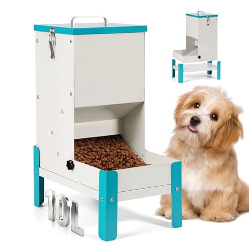 JLUHYANN Automatic Cat Feeder, 10L Cat Food Dispenser Automatic Dog Feeder with Stand Gravity Cat Feeder Removable Feeding Tray Raised Pet Feeder for Dogs and Cats