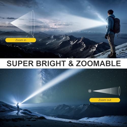WdtPro 2 Pack Flashlights Rechargeable, Bright Mini LED Pocket Flash Lights with Clip, Zoomable, Dual Switch, 5 Modes, Waterproof Flashlight for Camping Outdoor Home Emergency (Battery Included) - Thumbnail 2