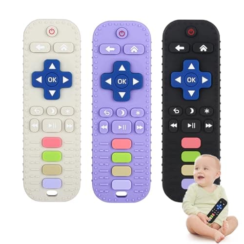 Chuya Silicone Baby Teether Chew Toy for Babies 3-24 Months, Teething Relief Baby Toys for Infants Remote Control Shape (3 Pack) - Image 1