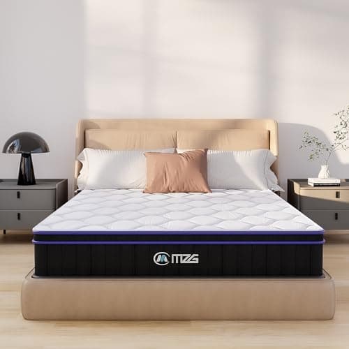 M MZG 10 Inch Queen Size, Hybrid Mattress, Medium Firm, Gel-Infused Memory Foam, Pillow Top, Pocket Coils, Cooling & Breathable, CertiPUR-US Certified, Fiberglass-Free, Mattress in a Box - Thumbnail 4