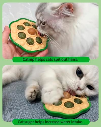 BESNEW Catnip Toys,Lotus Pod Catnip Balls,Extra Cat Energy Ball,Teeth Cleaning Dental Wall Treats,Edible Cat Candy for All Breeds - Thumbnail 2