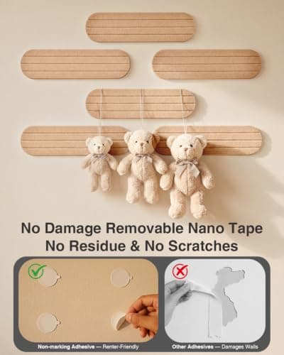 6 Pcs 15.7x3.9 Felt Board, Self-Adhesive and Removable Nano Tap Wall Decor, 0.35" Thick Freely Combinable Felt Bulletin Board for Bedroom Living Room Office Classroom Flower Shop (Dark Camel) - Thumbnail 4