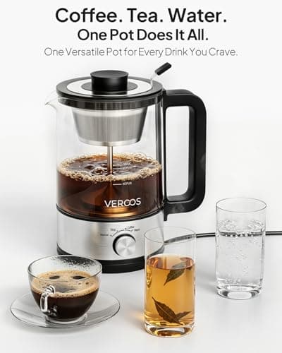 VEROOS Percolator Coffee Pot Electric, 6-Cup, Double-Layer Stainless Steel Filter Mesh, Borosilicate Glass, Auto Mode & Keep-Warm, Detachable Cord - Thumbnail 5