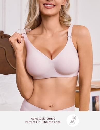 BRATUC Maternity Bras for Pregnancy Seamless Wireless Support Nursing Bras for Breastfeeding Smooth Comfy Sleep Bralette with Extra Extenders XX-Large Purple - Thumbnail 6