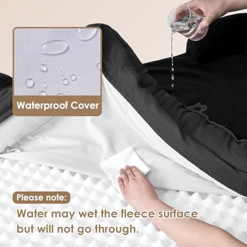 EHEYCIGA Orthopedic Dog Beds for Extra Large Dogs, Waterproof Memory Foam XL Dog Bed with Sides, Non-Slip Bottom and Egg-Crate Foam Big Pet Couch Bed with Washable Removable Cover, Black - Thumbnail 4