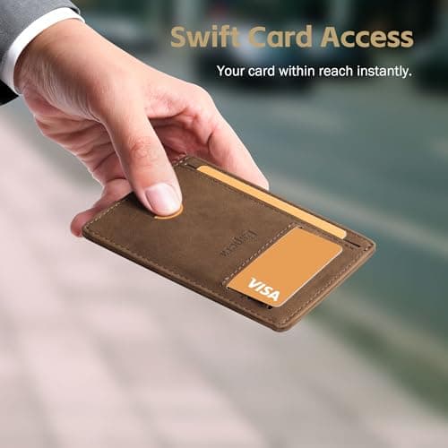 Espera Slim Minimalist Front Pocket Wallet for Men, RFID Blocking Credit Card Holder, Thin Travel ID Card Case, Gifts for Men - Thumbnail 5