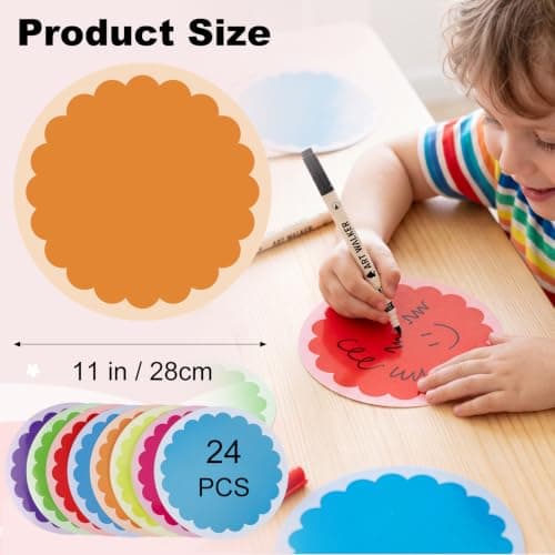 WSICSE 24 Pack Dry Erase Dots 11 Inch Circles Spots 8 Colorful Removable Whiteboard Stickers for Classroom Teachers Students Wall Table Desk & Floor Decals - Thumbnail 2