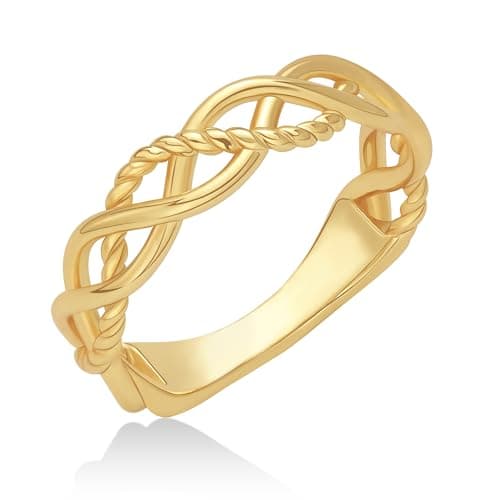 Fimewon Non Tarnish Gold Rings Statement Rings for Women 18K Gold Plated Knot Bands Fashion Jewelry Gifts for Women Size 6 - Image 1