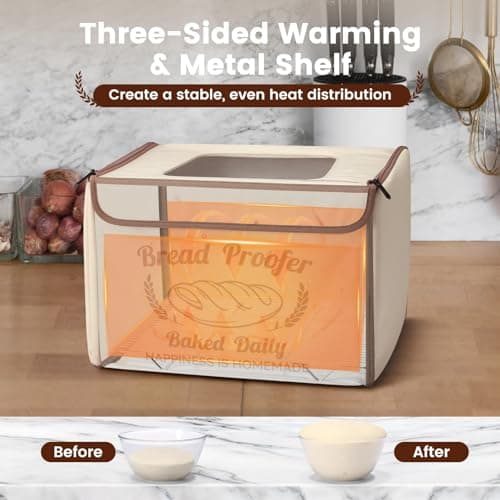 GIYUDOT Folding Bread Proofing Box with 50-113℉ Temp Control & 48H Timer, Dough Proofer with Metal Rack, Humidor, Recipes, Ideal for Sourdough, Bread Baking, Pizza, Yogurt, Kombucha, Precise Control - Thumbnail 2